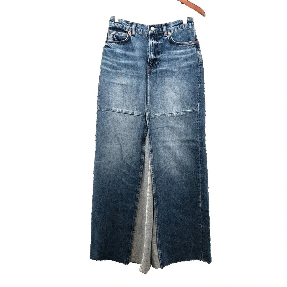 Reformation Jeans‎ Tazz Maxi Denim Skirt Womens 24 00 Hemlock Blue Sustainable